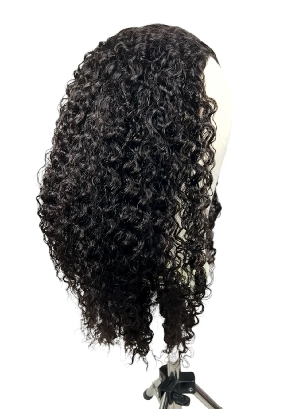 Natural Black AC Curly Human Hair 18 Inch Half Wig